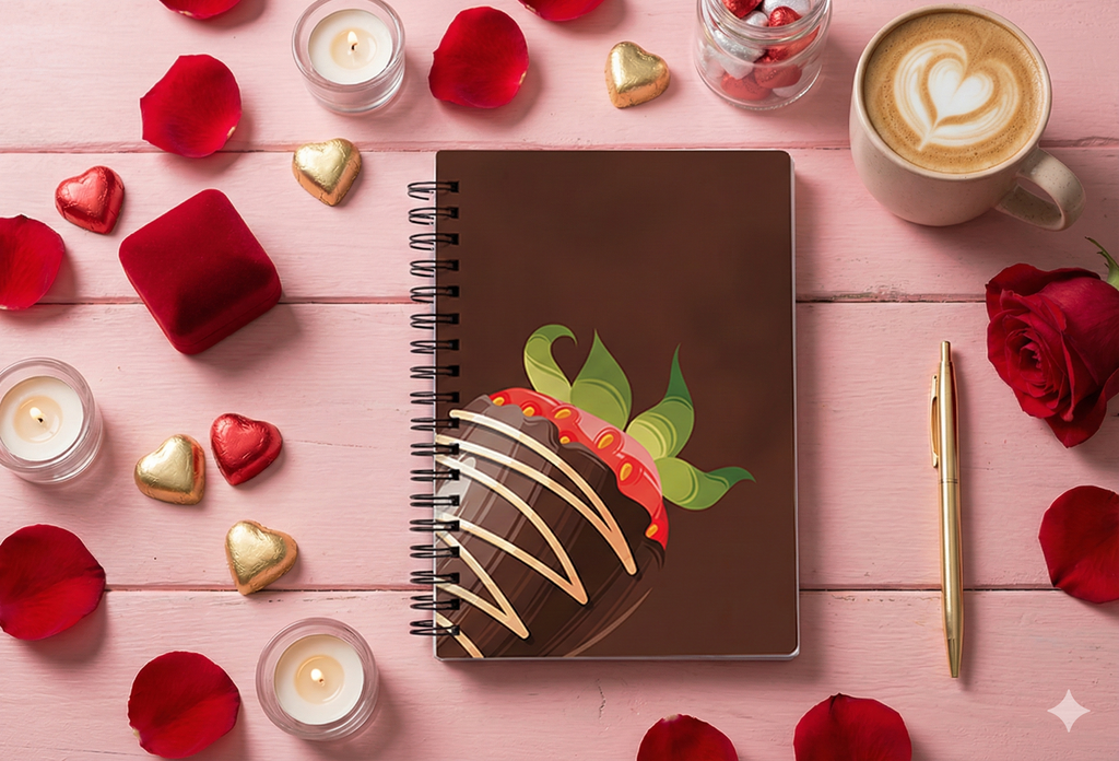 Strawberries CHOCOLATE HEARTS Notebook