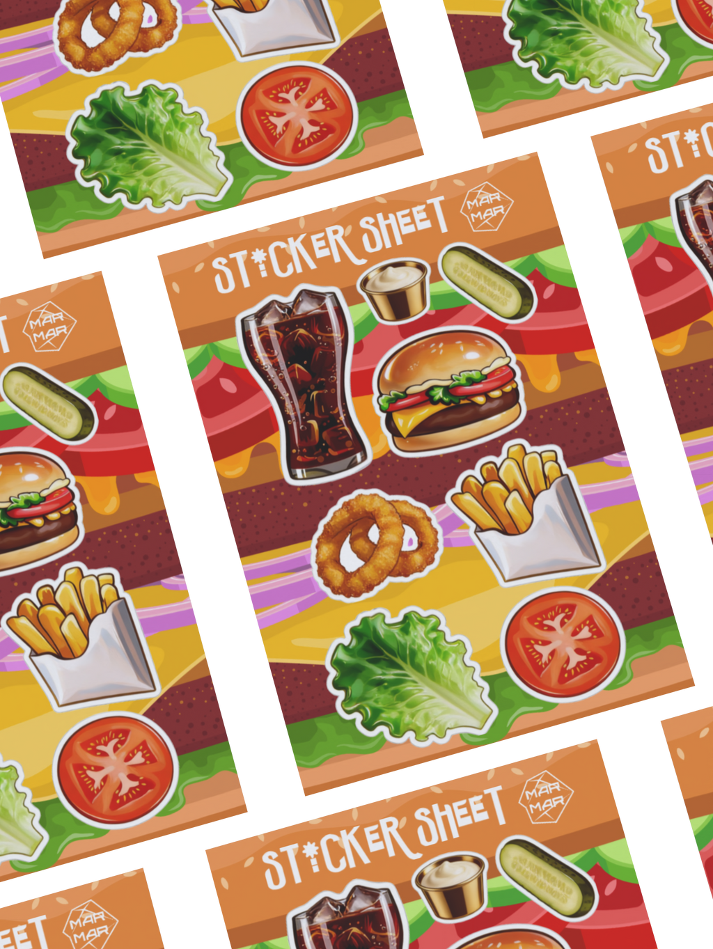 BURGER BRAIN STICKER SHEET | דף מדבקות טעים במיוחד