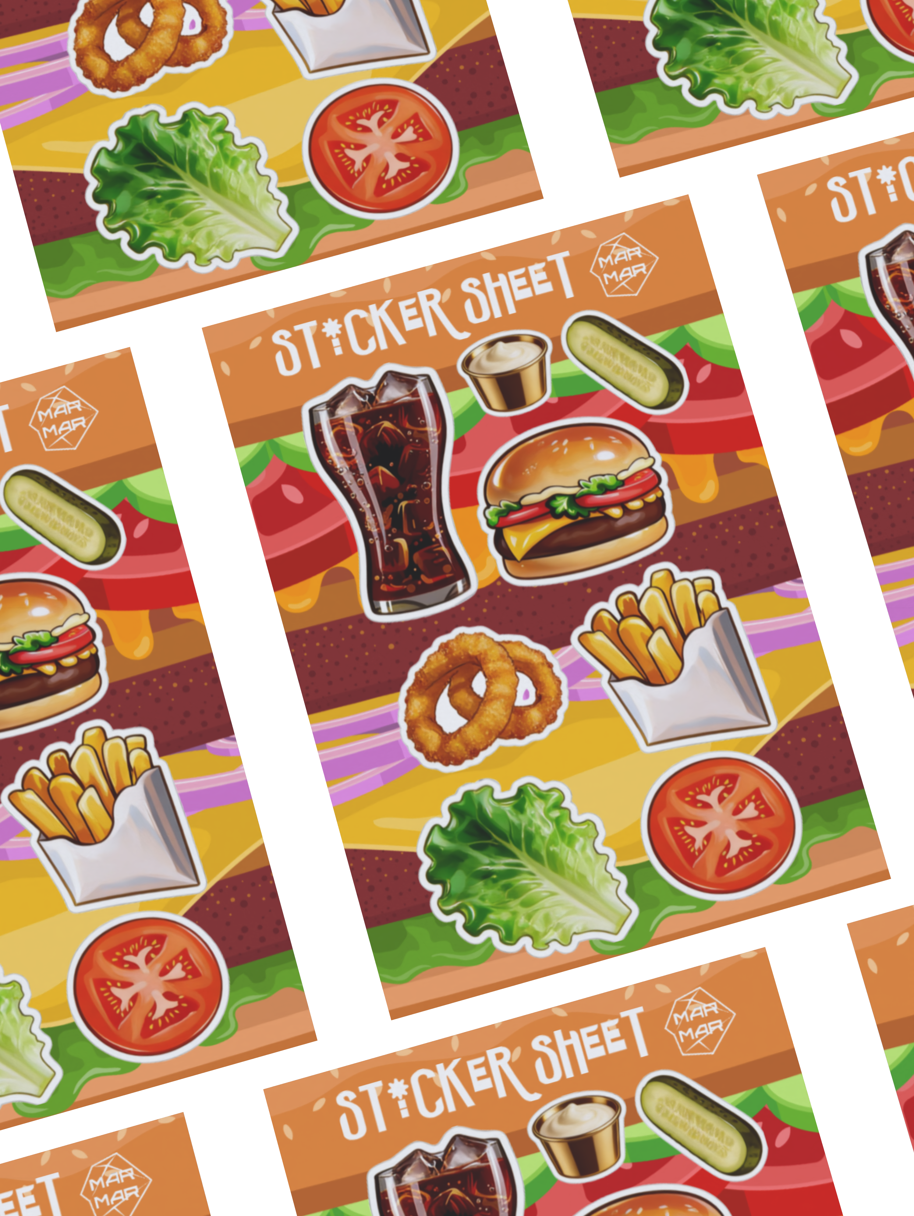BURGER BRAIN STICKER SHEET | דף מדבקות טעים במיוחד