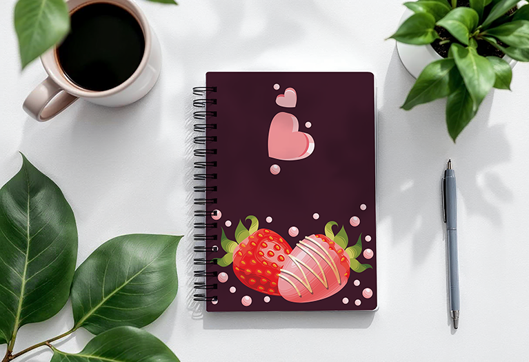 Strawberries CHOCOLATE HEARTS Notebook
