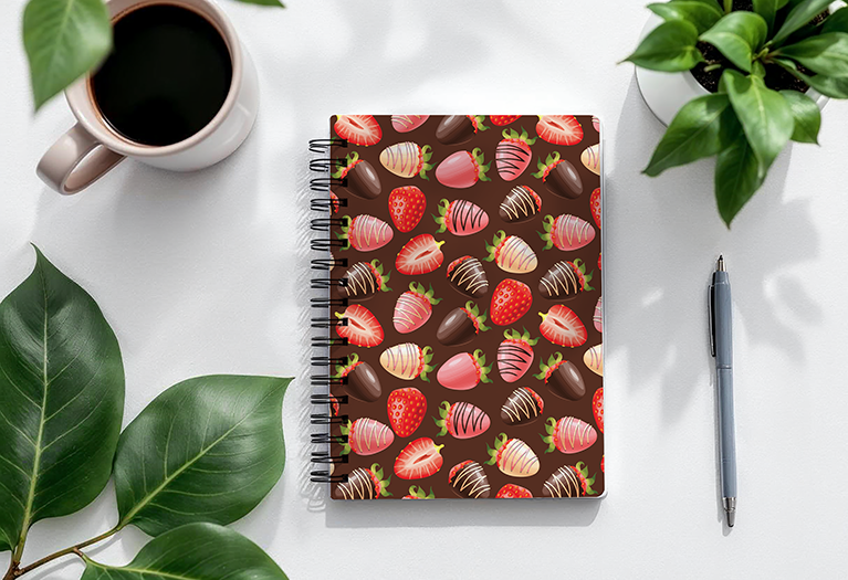 Strawberries CHOCOLATE HEARTS Notebook
