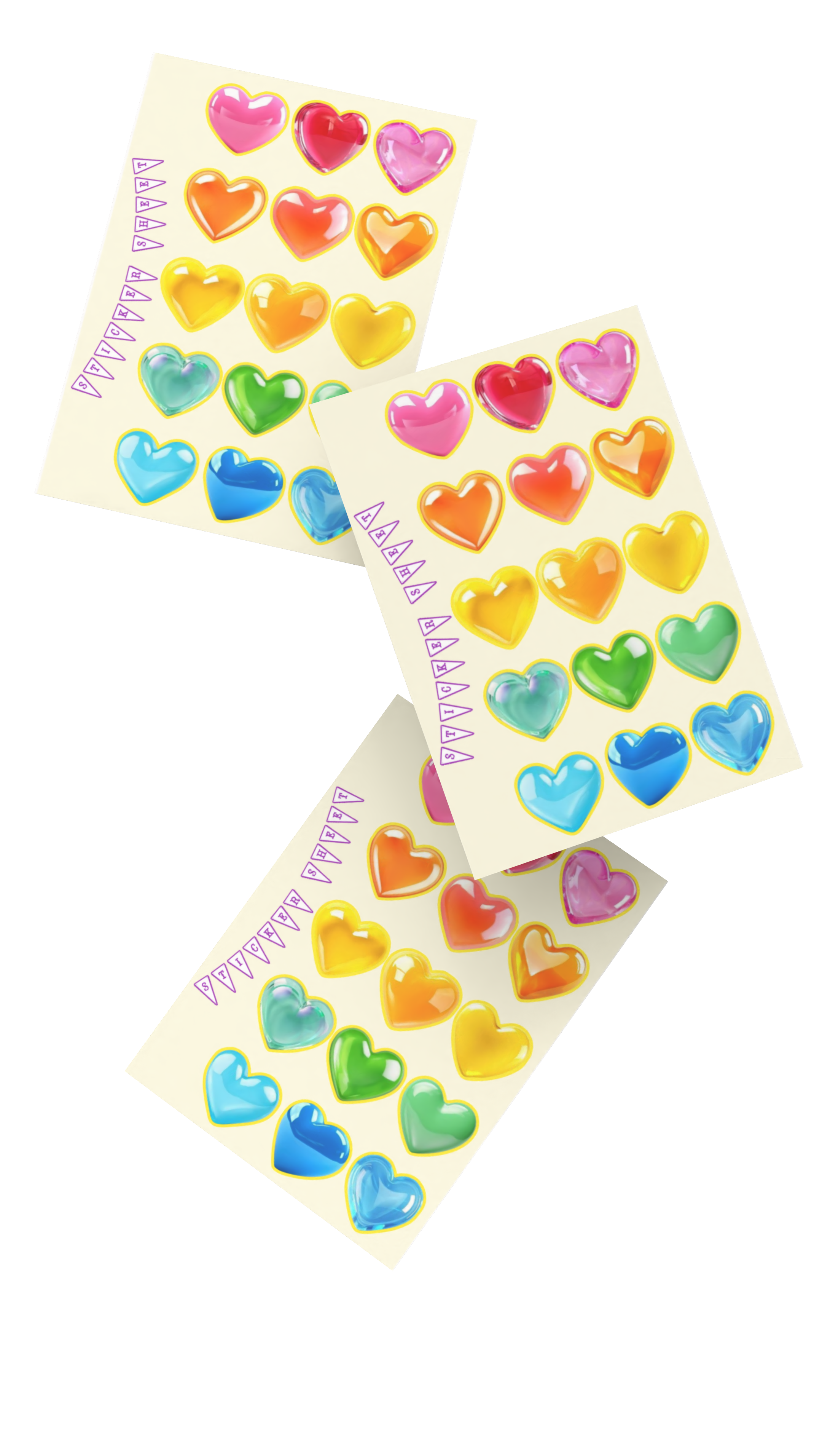 the hearts sticker sheet