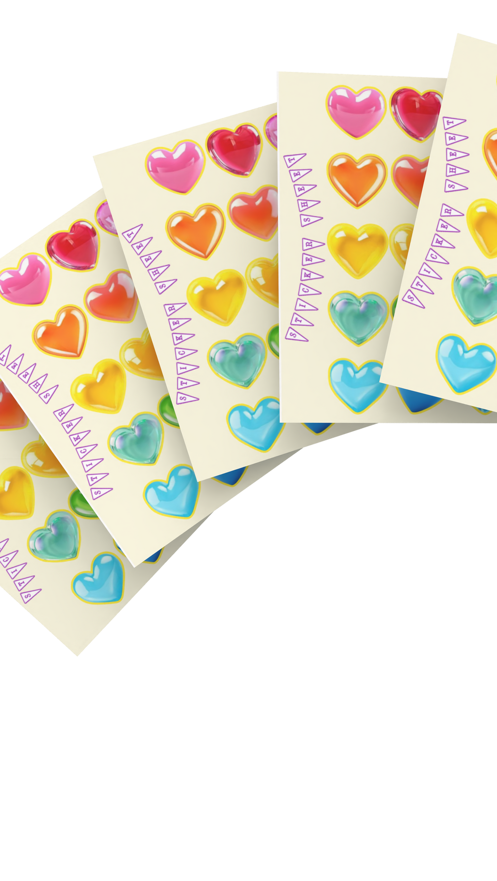 the hearts sticker sheet