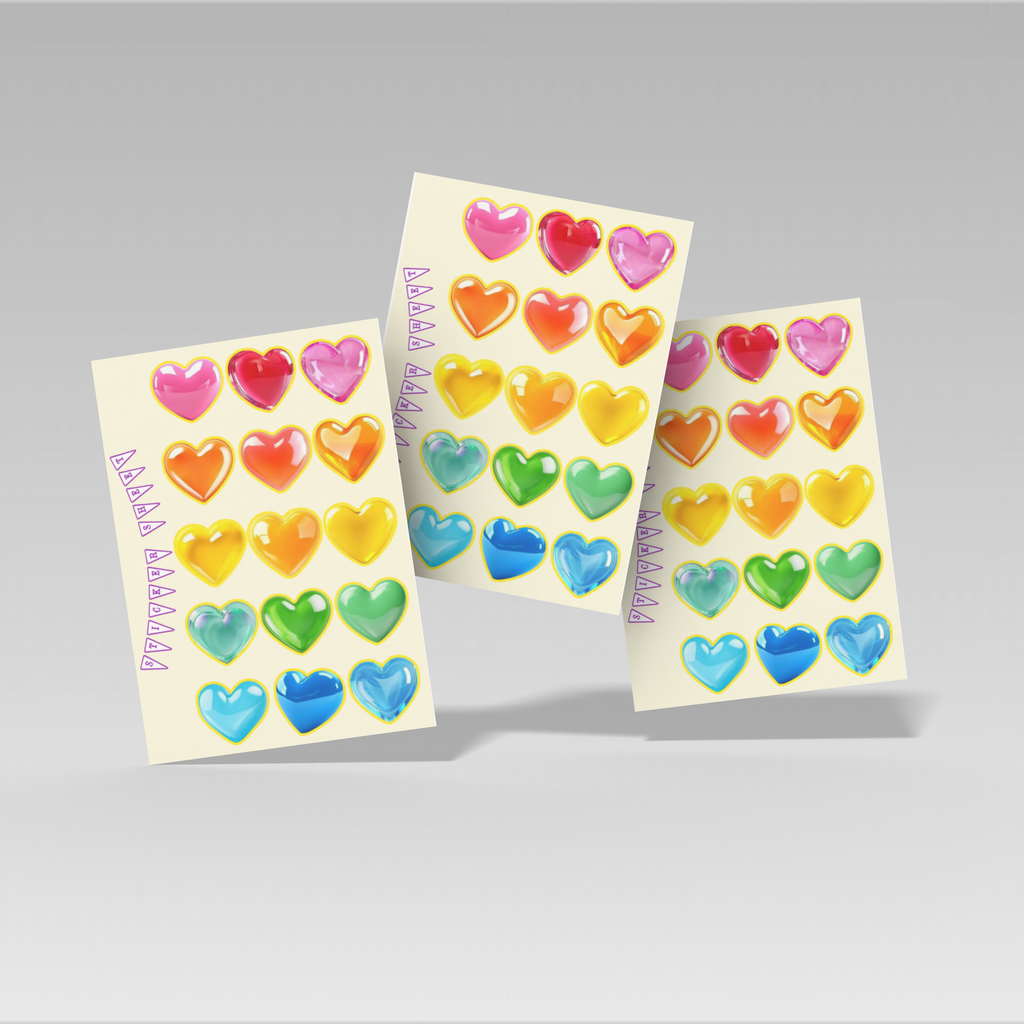the hearts sticker sheet