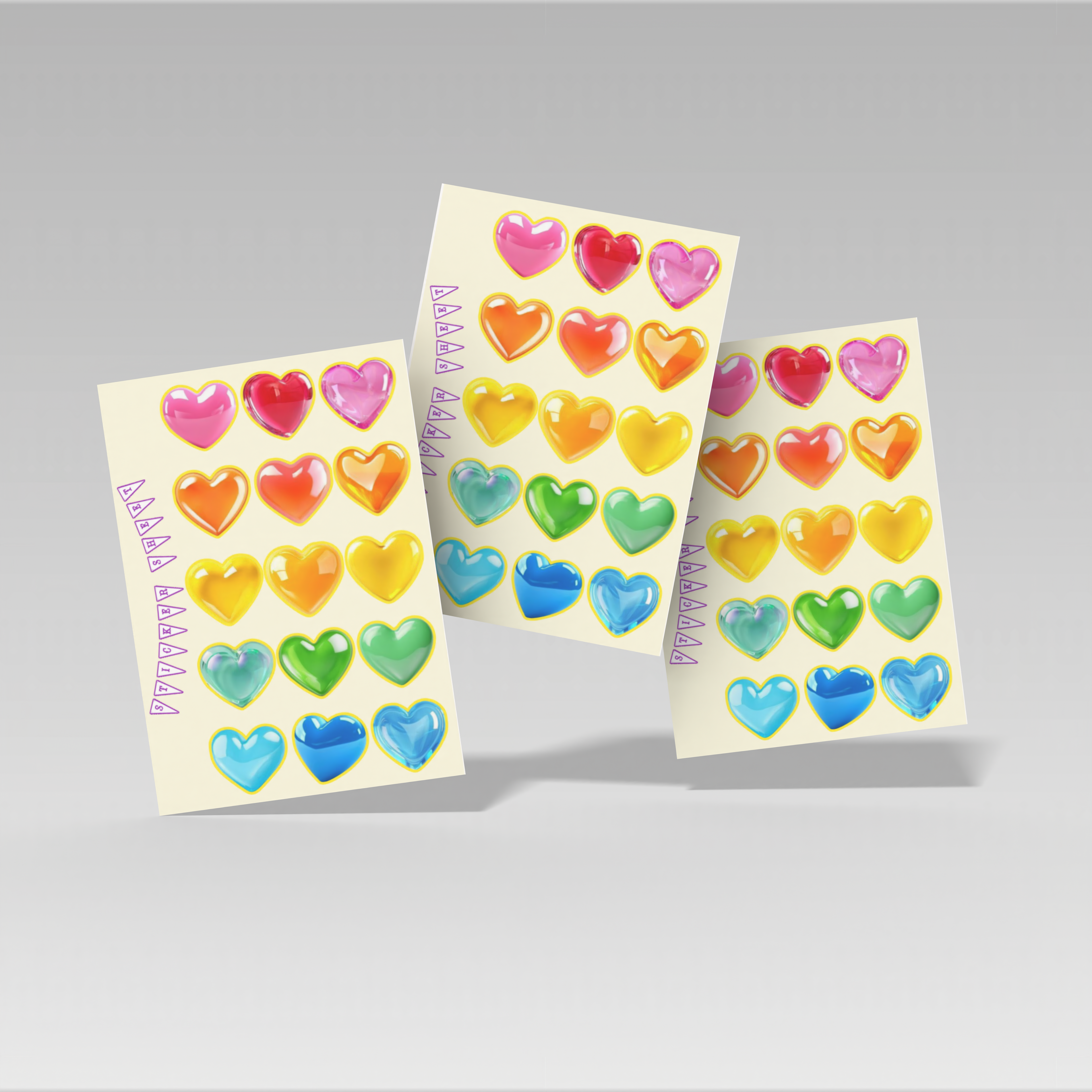 the hearts sticker sheet