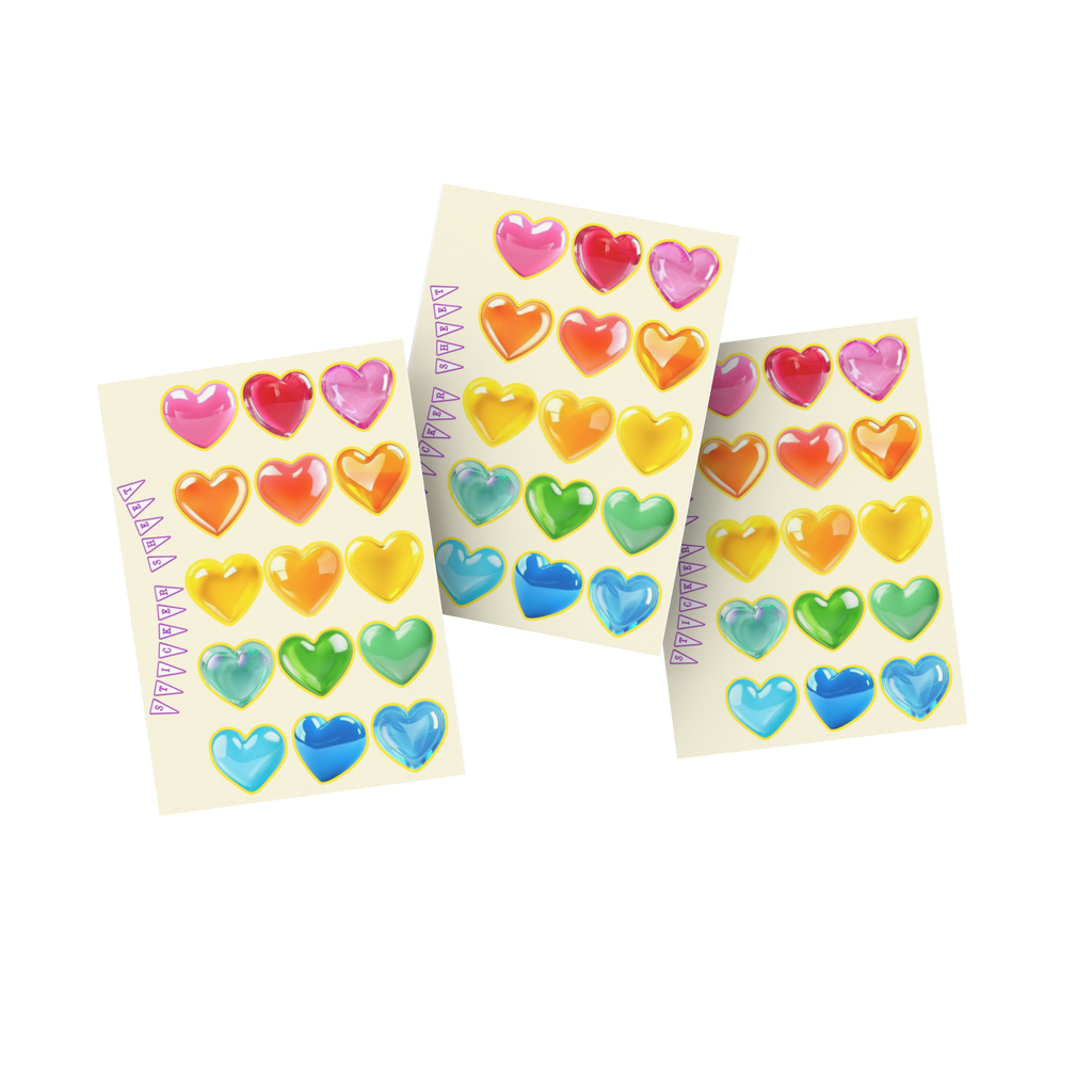 the hearts sticker sheet