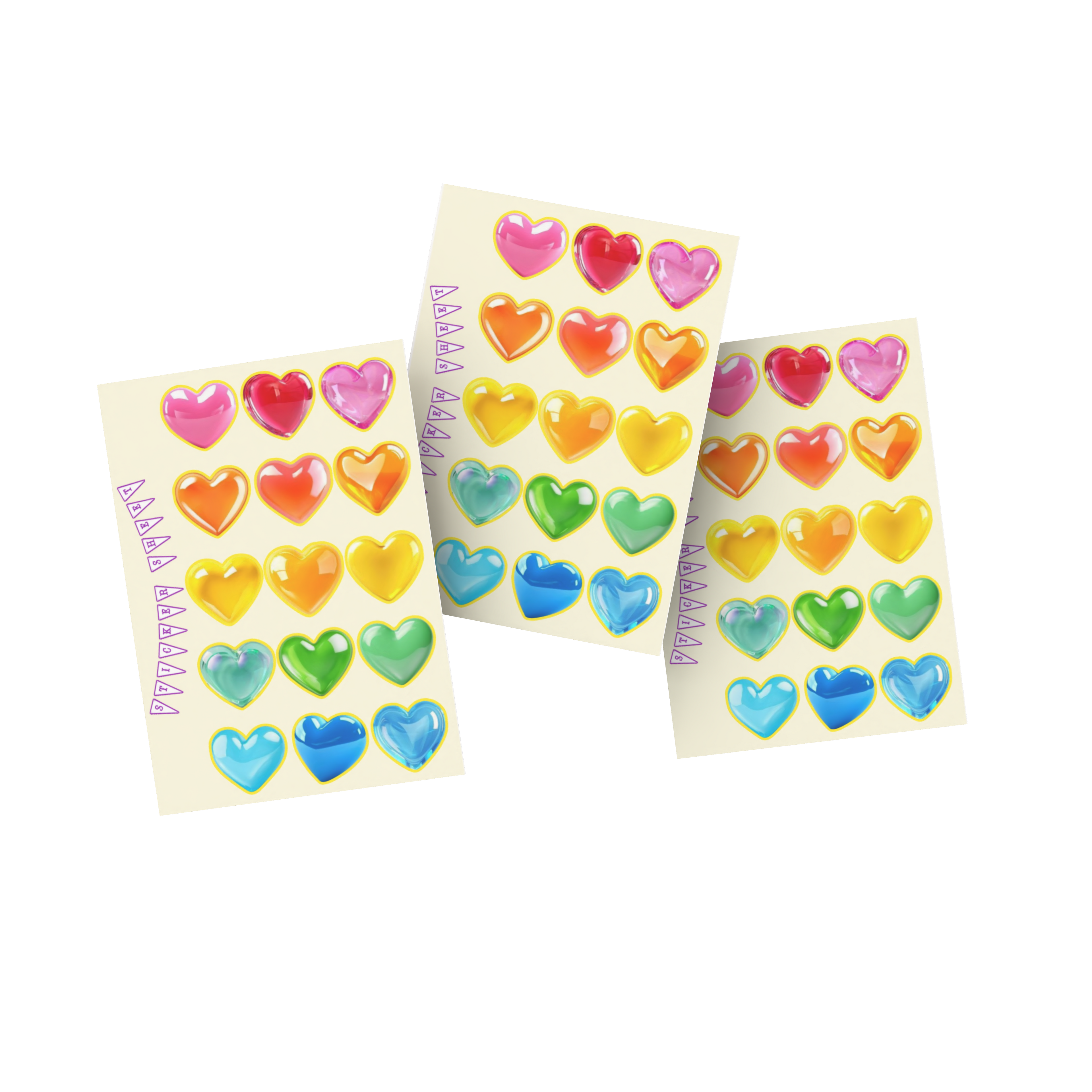 the hearts sticker sheet