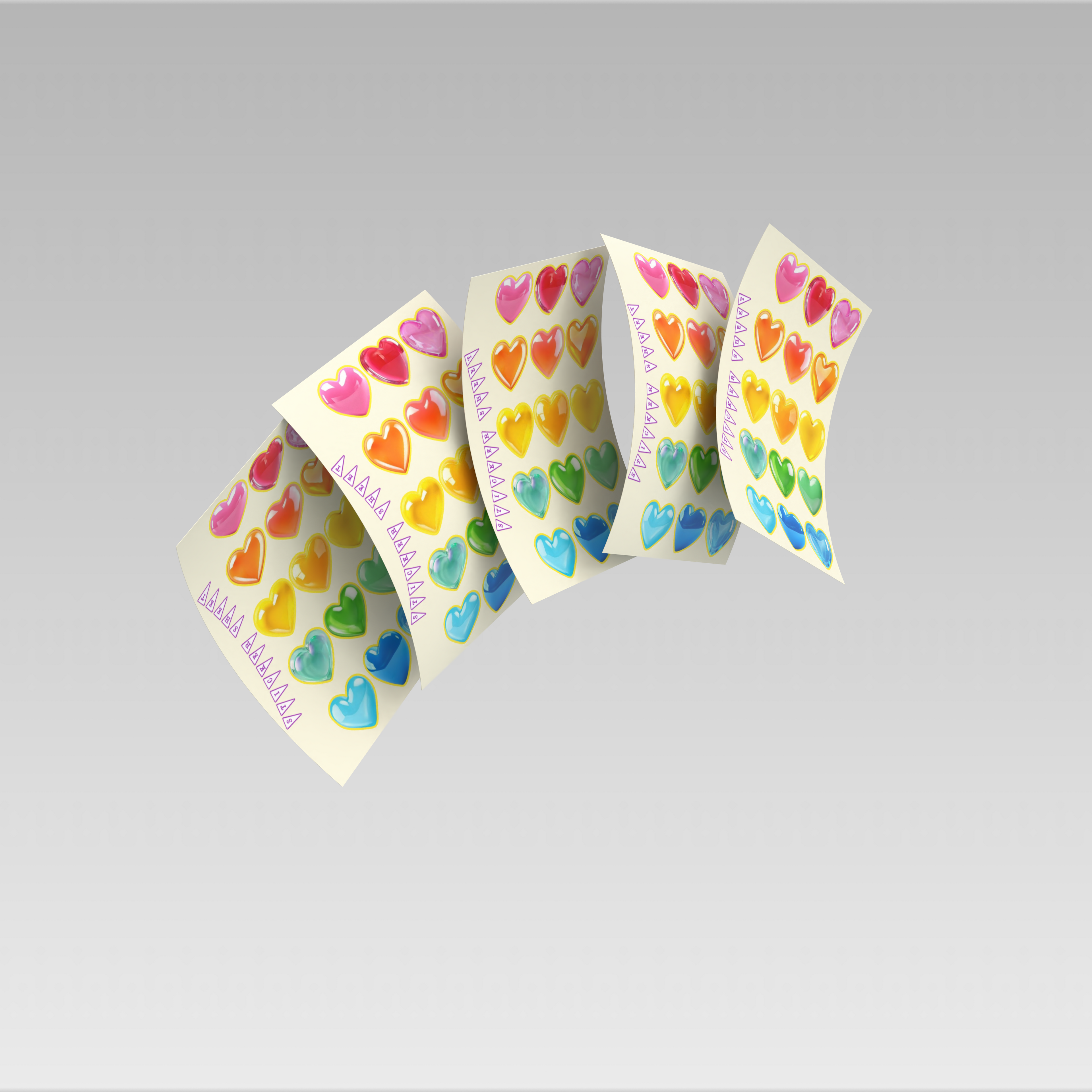 the hearts sticker sheet