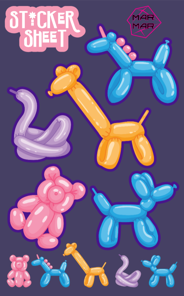 PARTY ANIMAL STICKER SHEET |דף מדבקות חיית מסיבות