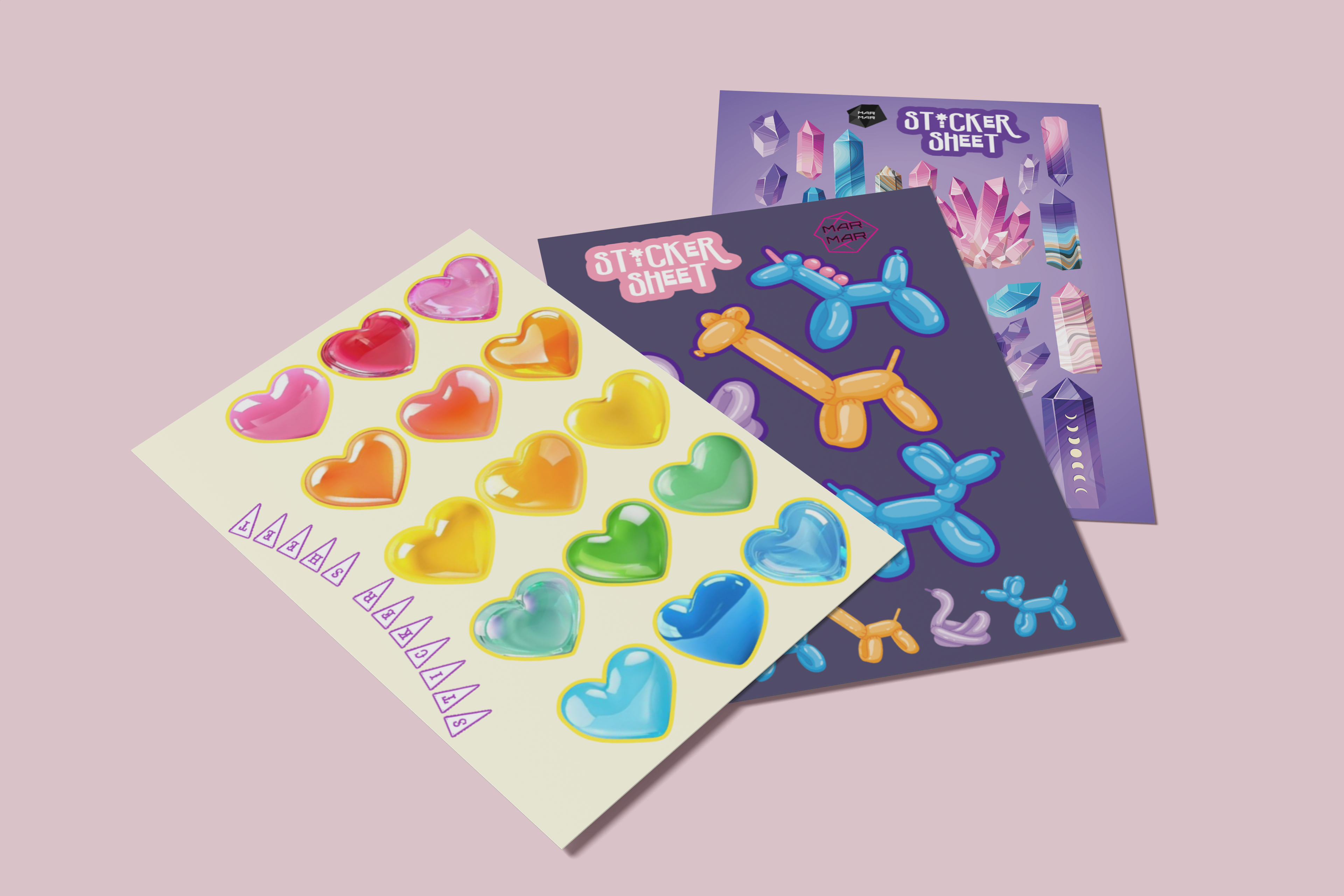 the hearts sticker sheet